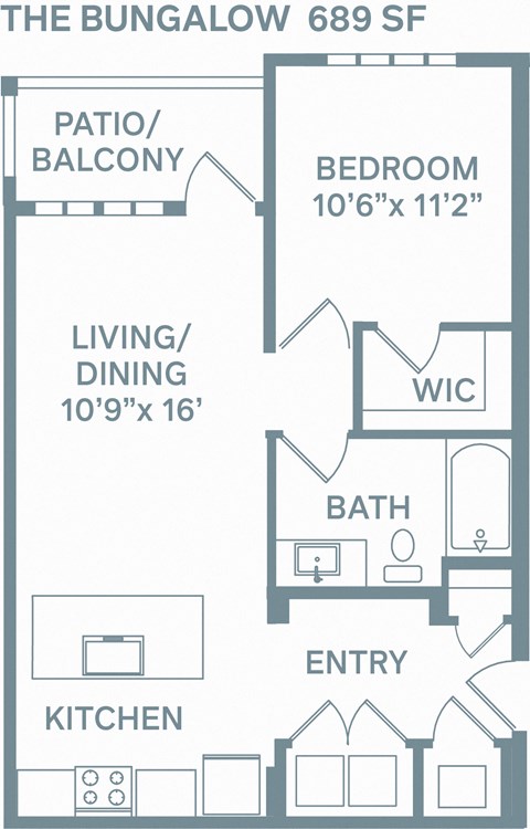floor plan of a bedroom apartment with a bathroom and a living room at The Quarry, Fort Collins, CO